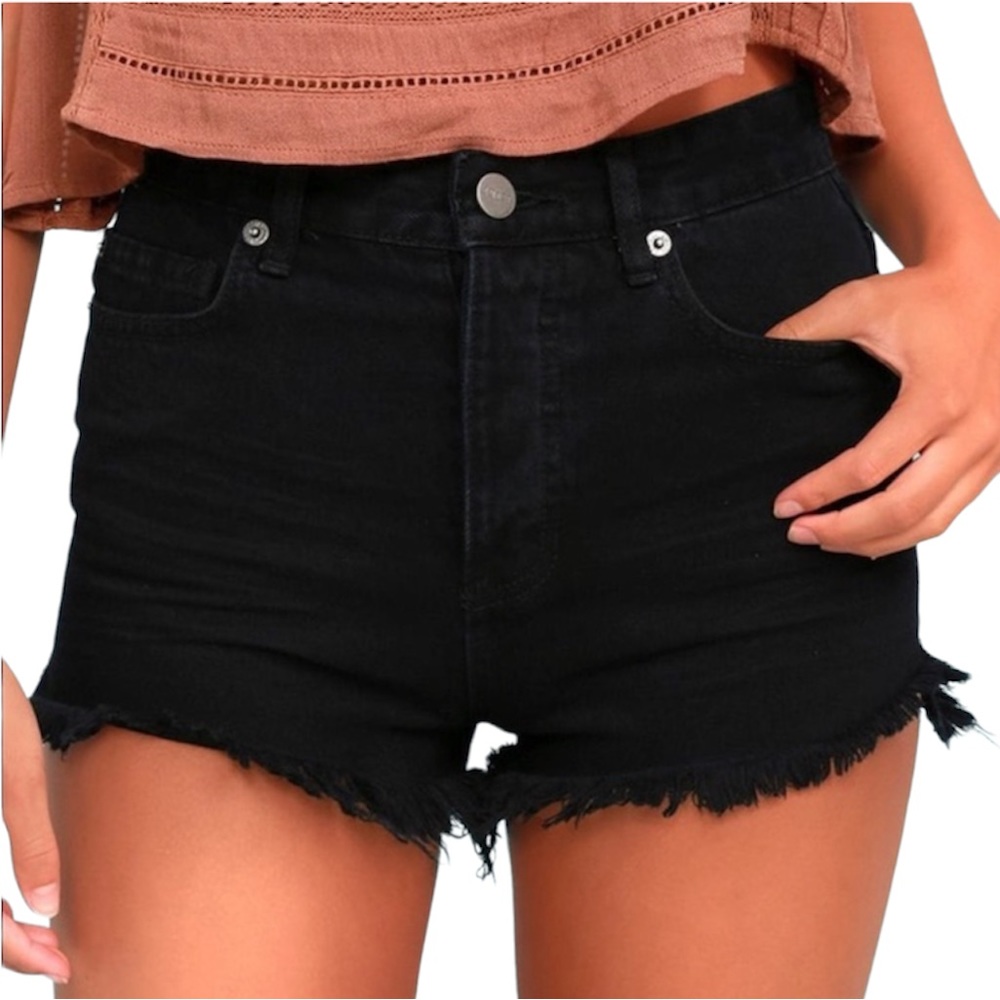 AMUSE SOCIETY | Kenzie Black High Waisted Cutoff Denim Shorts
